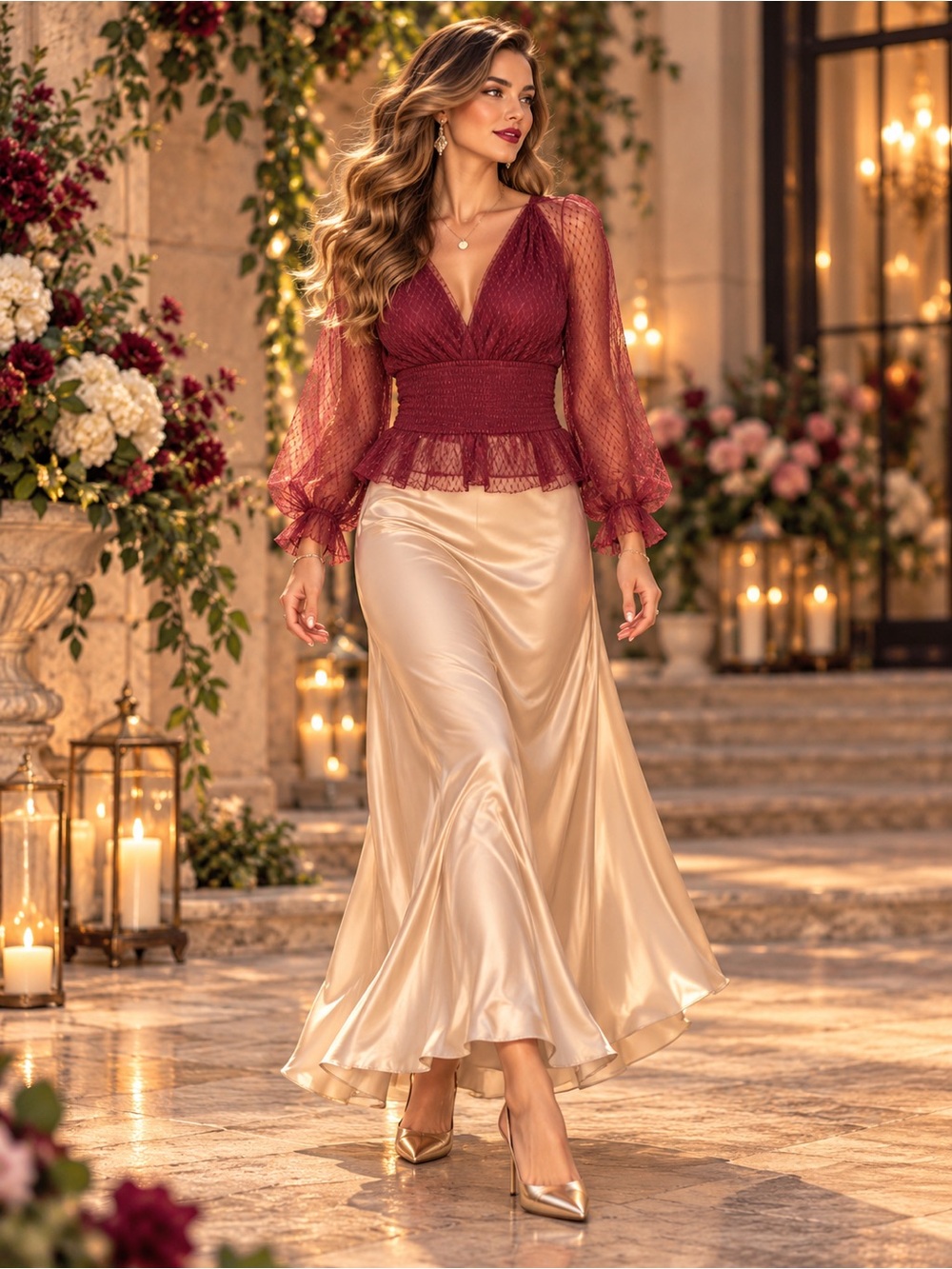 Anthropologie Romantic Tulle Puff Sleeve Blouse | Sheer Mesh Smocked Waist Top